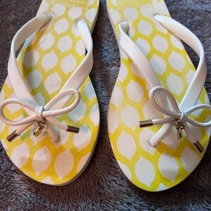 Kate Spade Lemon Print Flip Flops with Bow